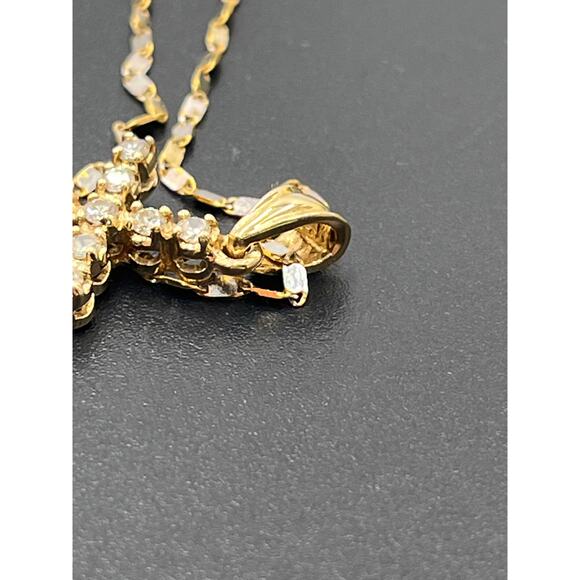 BA Yellow Gold 14K Diamond Cross Religious Flat Link Necklace 4.6 gr .75cctw - Picture 9 of 12